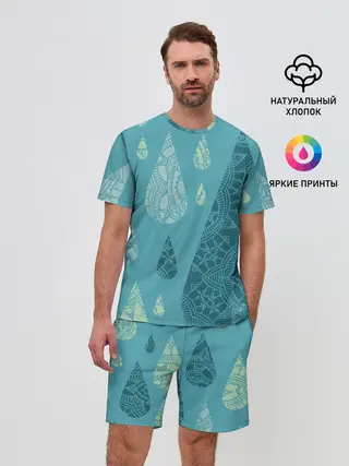 Мужской костюм с шортами / Лесной узор