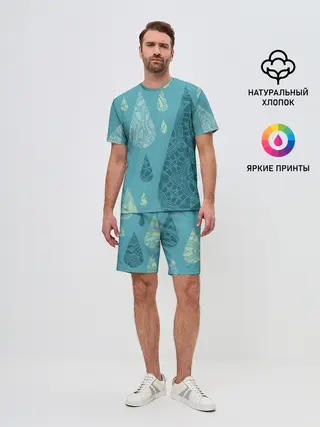 Мужской костюм с шортами / Лесной узор