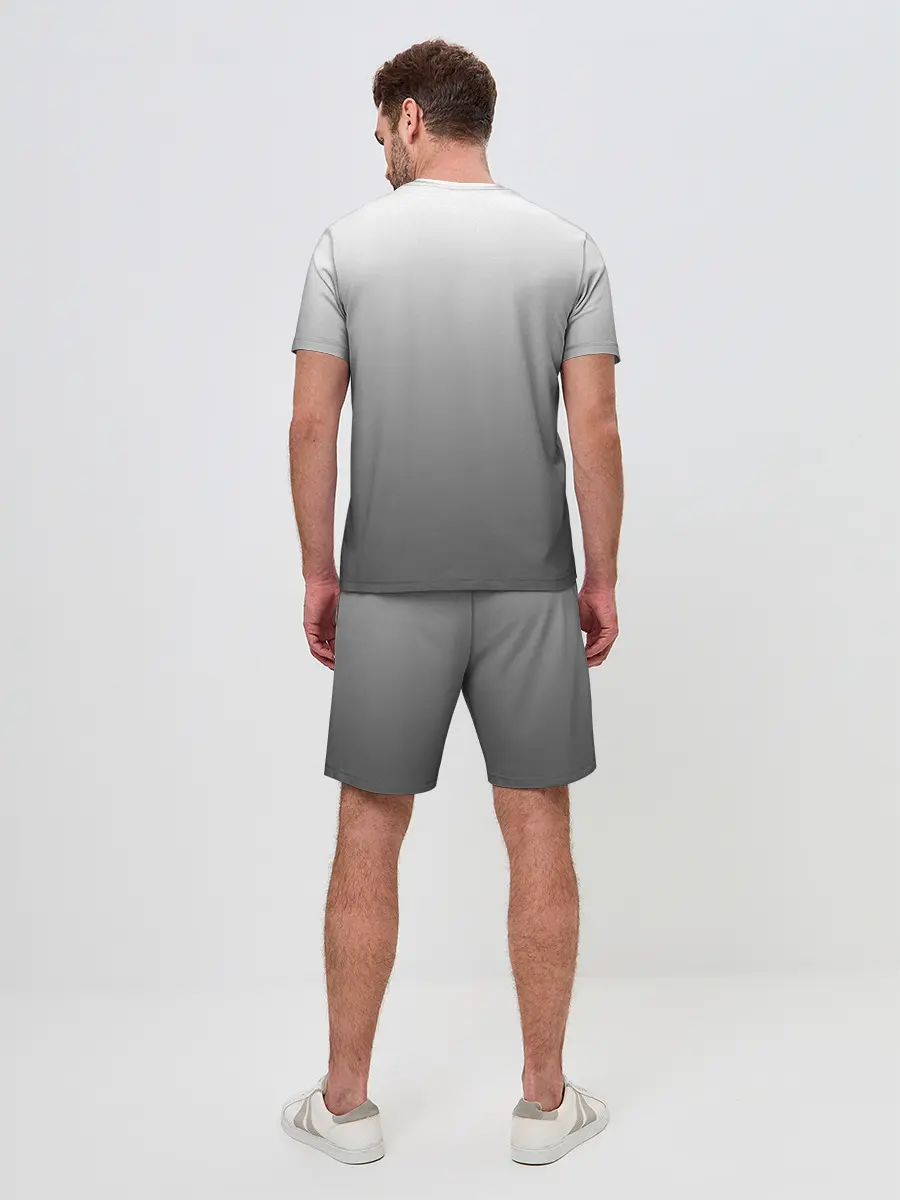 Мужской костюм с шортами / Черно-белый градиент