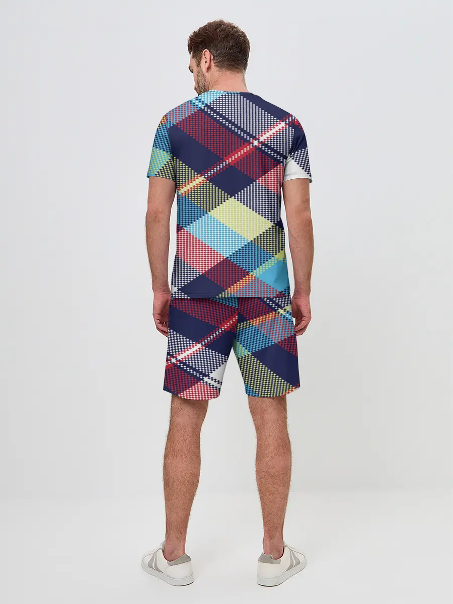 Мужской костюм с шортами / Клетка / Текстура в клетку #2