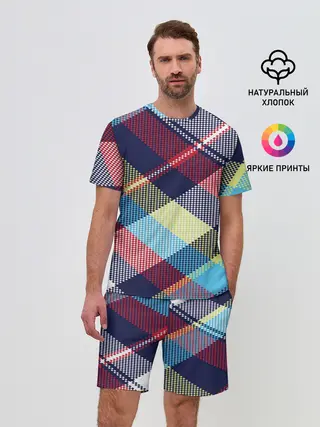 Мужской костюм с шортами / Клетка / Текстура в клетку #2