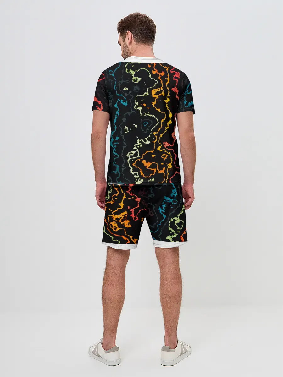 Мужской костюм с шортами / линий,цветной,черный