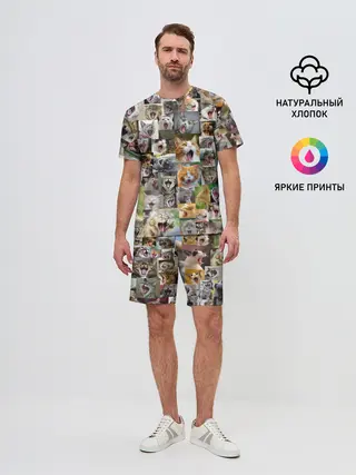 Мужской костюм с шортами / Неко ахегао цвет