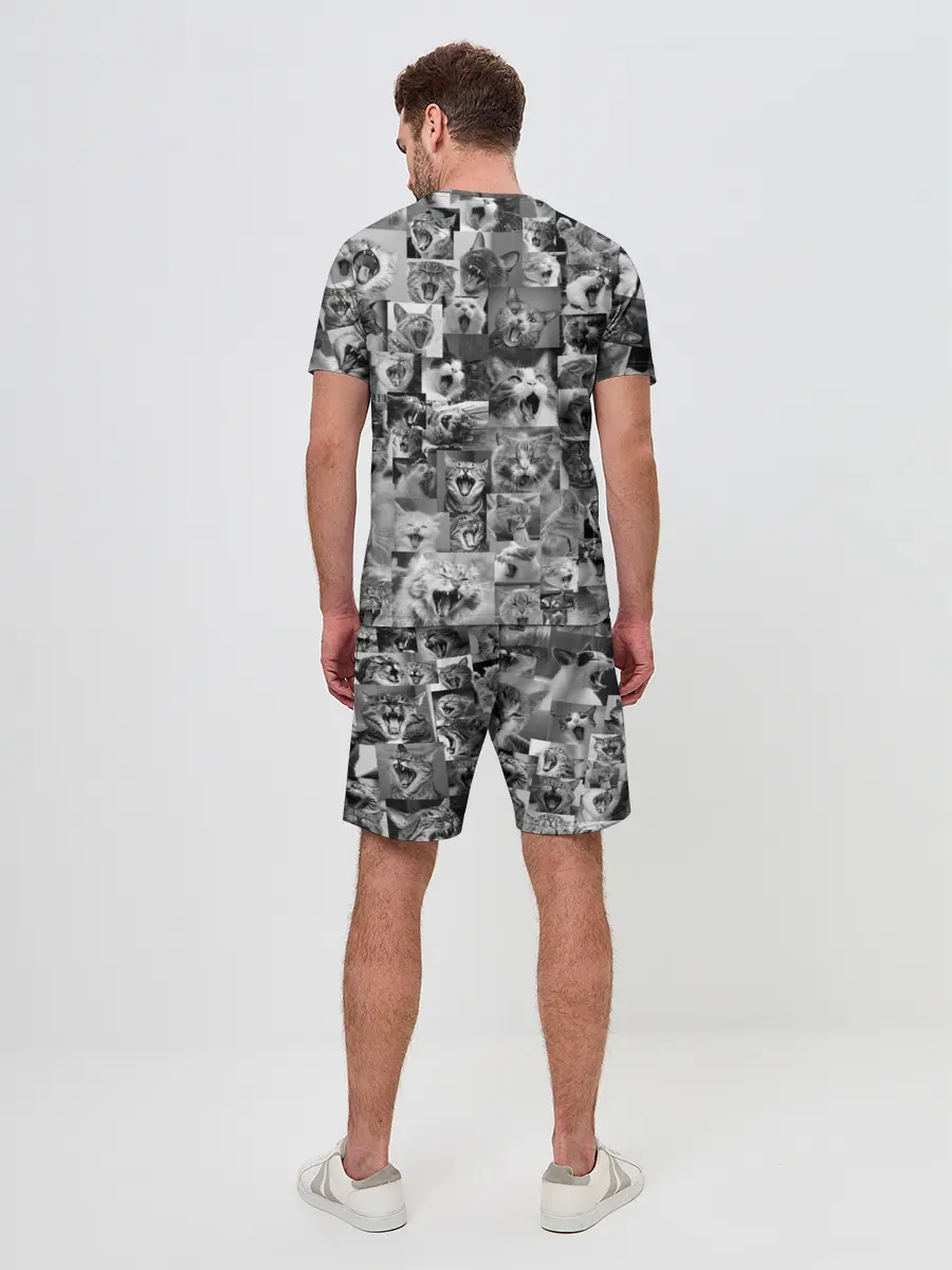 Мужской костюм с шортами / Неко ахегао чб