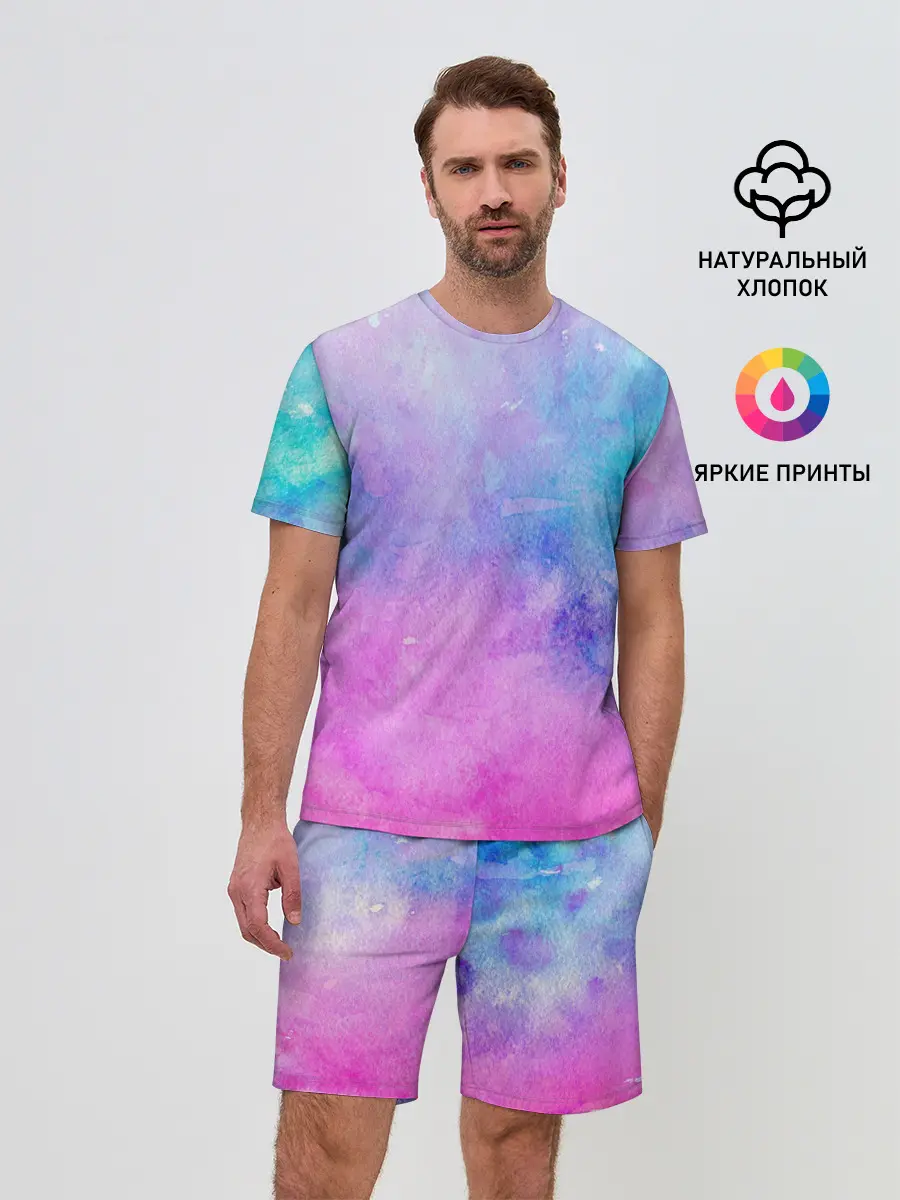 Мужской костюм с шортами / Акварельные пятна