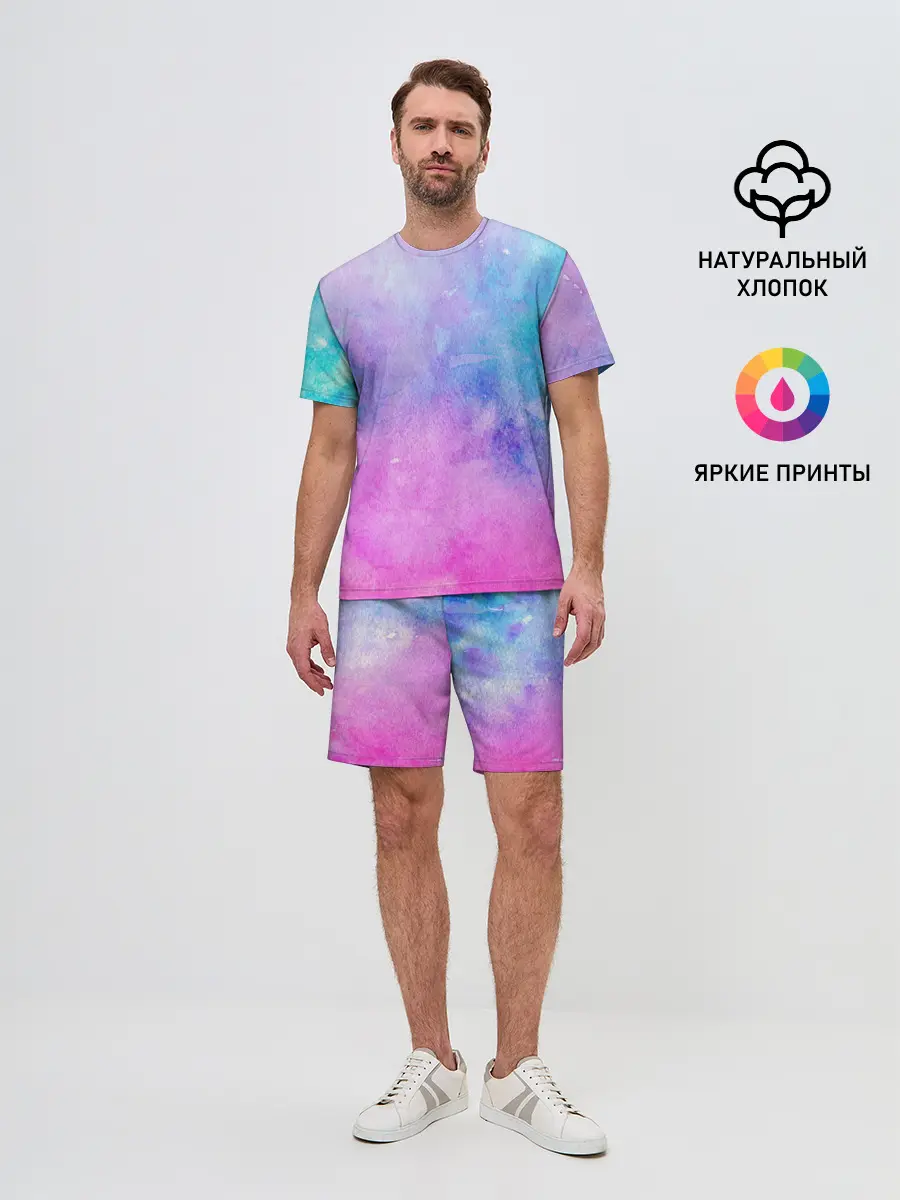 Мужской костюм с шортами / Акварельные пятна