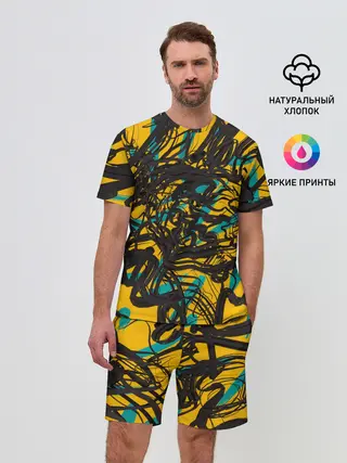 Мужской костюм с шортами / Черные линии