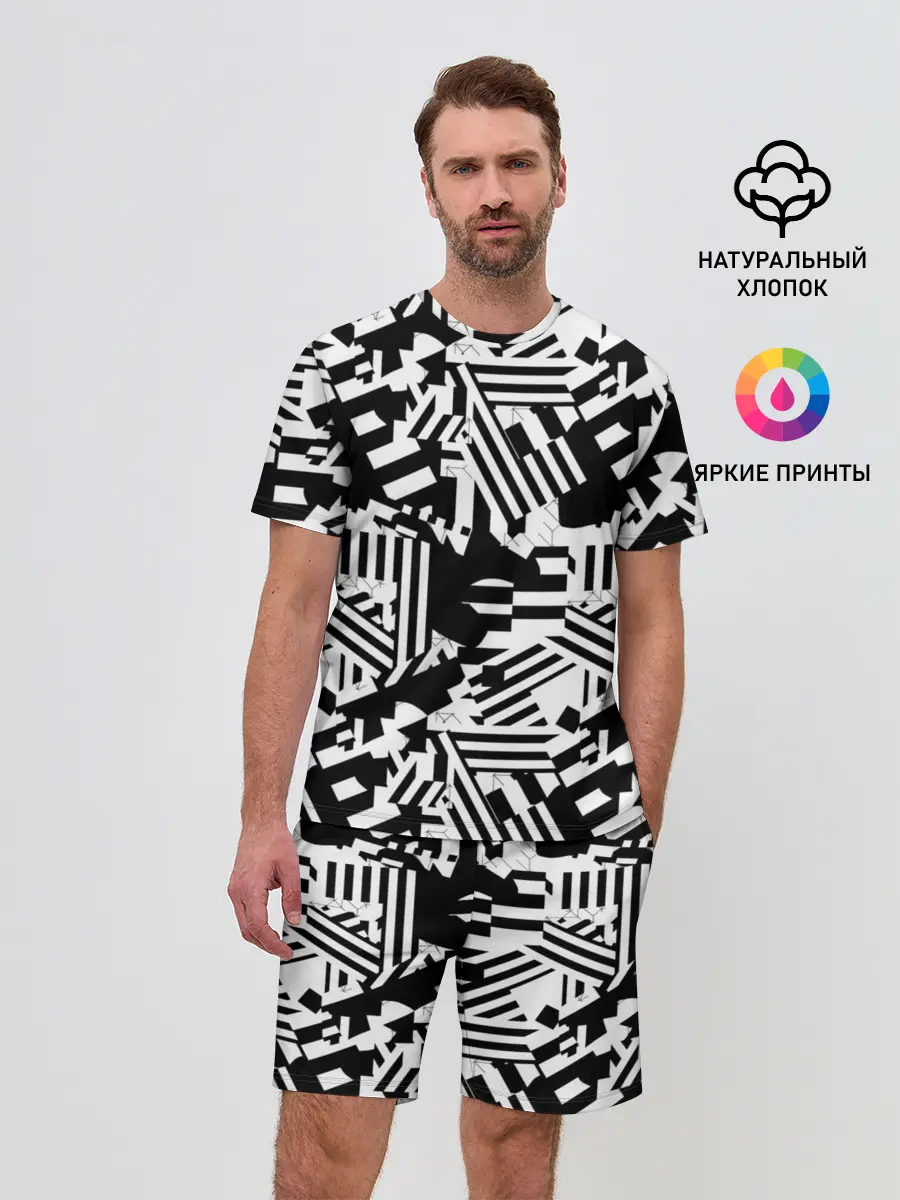 Мужской костюм с шортами / Хаотичные линии