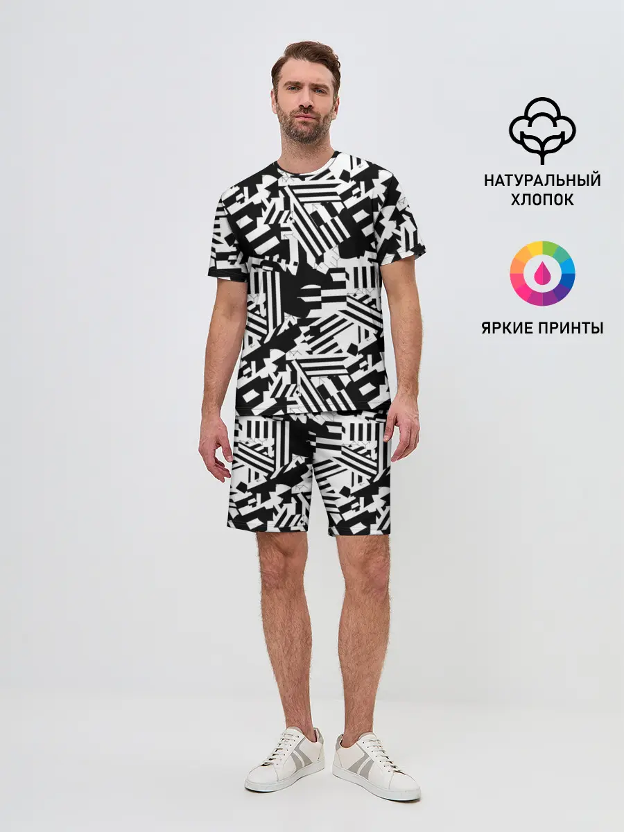 Мужской костюм с шортами / Хаотичные линии