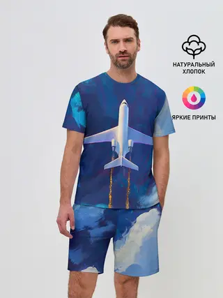 Мужской костюм с шортами / Самолёт на небе