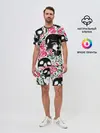 Мужской костюм с шортами / Череп, розы, цветы, зубы