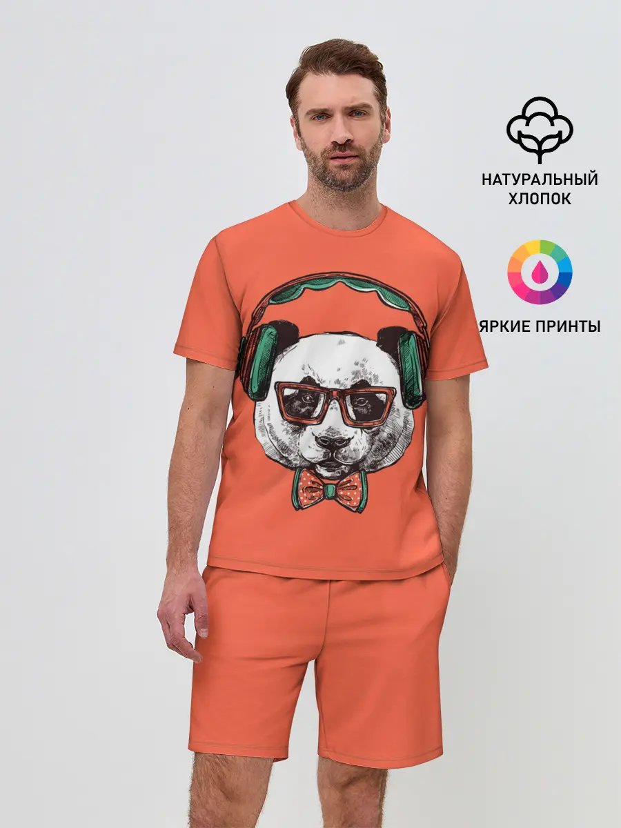 Мужской костюм с шортами / панда-меломан