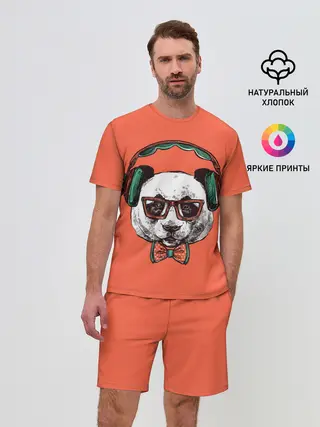 Мужской костюм с шортами / панда-меломан