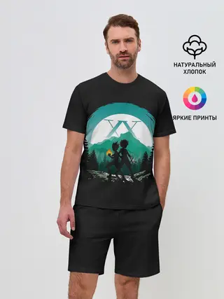 Мужской костюм с шортами / HH в круге бирюзовом