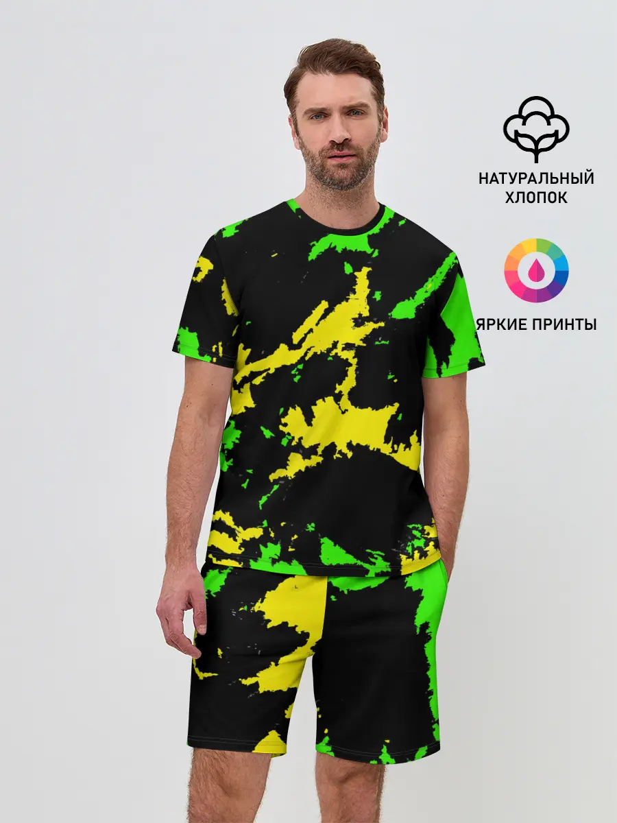 Мужской костюм с шортами / Желто-зеленый