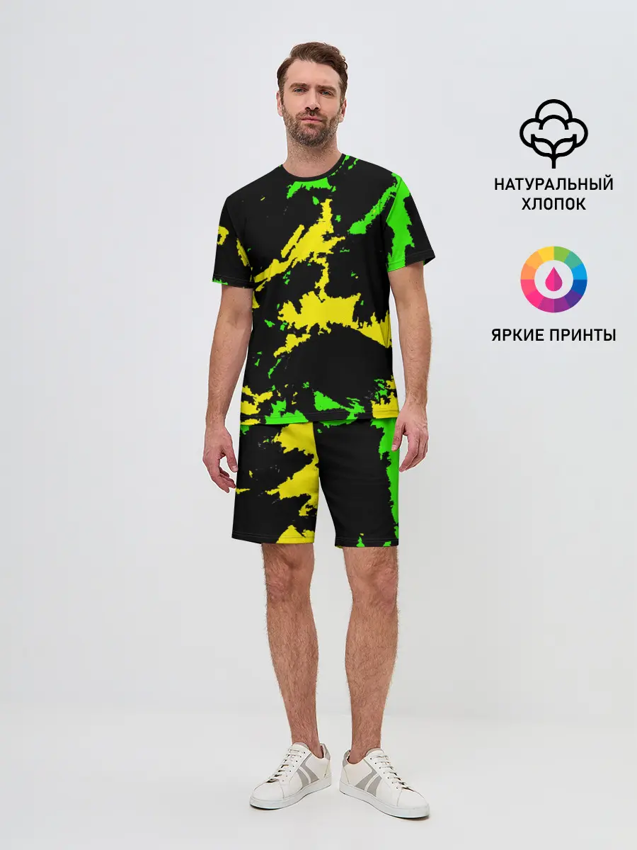 Мужской костюм с шортами / Желто-зеленый