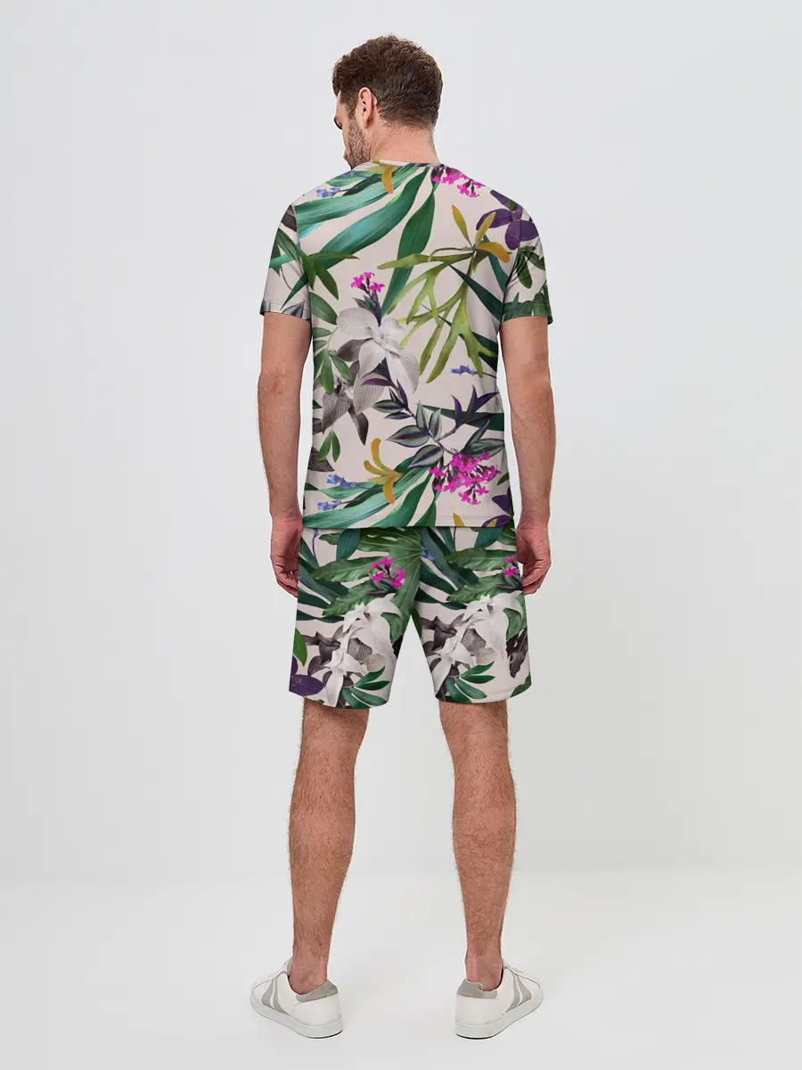 Мужской костюм с шортами / Череп в цветах