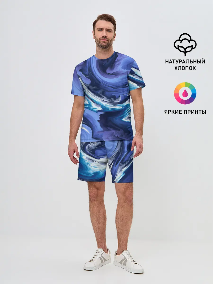 Мужской костюм с шортами / Абстрактные волны