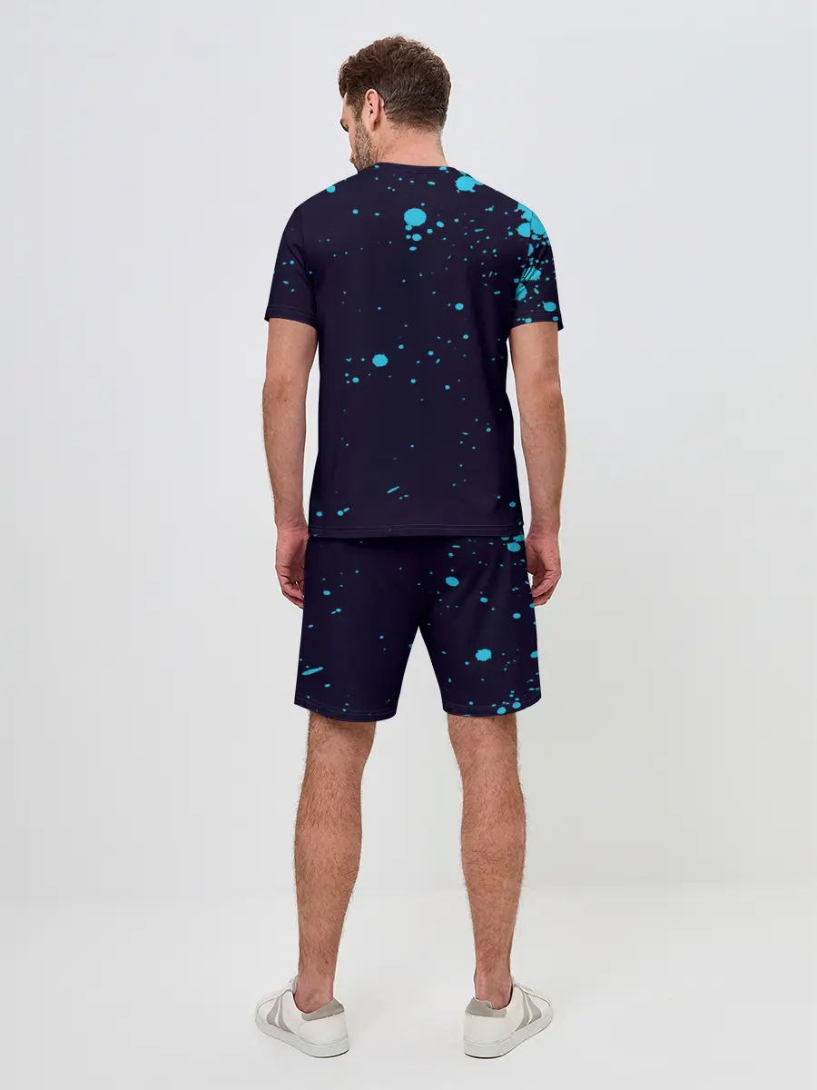 Мужской костюм с шортами / Дзётаро синие брызги