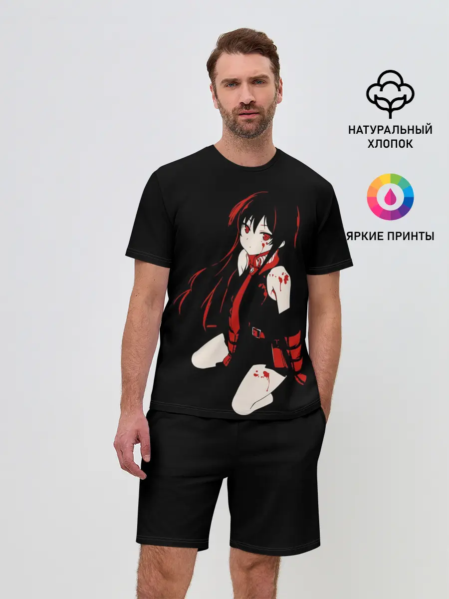 Мужской костюм с шортами / Убийца Акаме на черном фоне