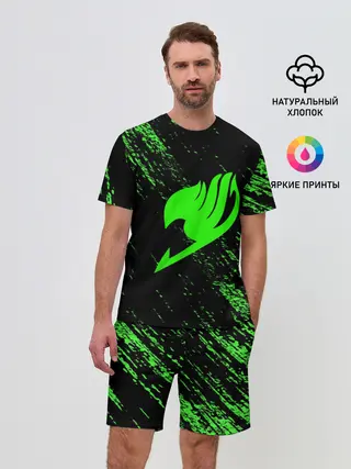 Мужской костюм с шортами / Хвост Феи зеленая диагональ