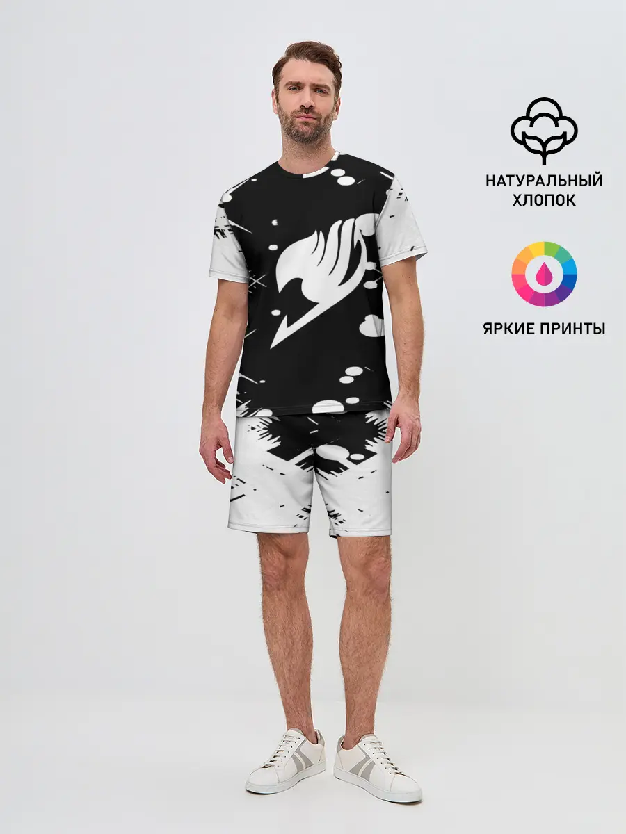 Мужской костюм с шортами / Хвост Феи геометрия в чб