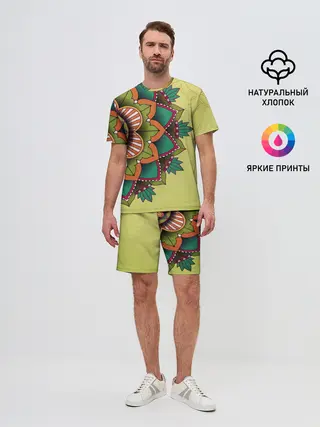 Мужской костюм с шортами / мандала узор тату