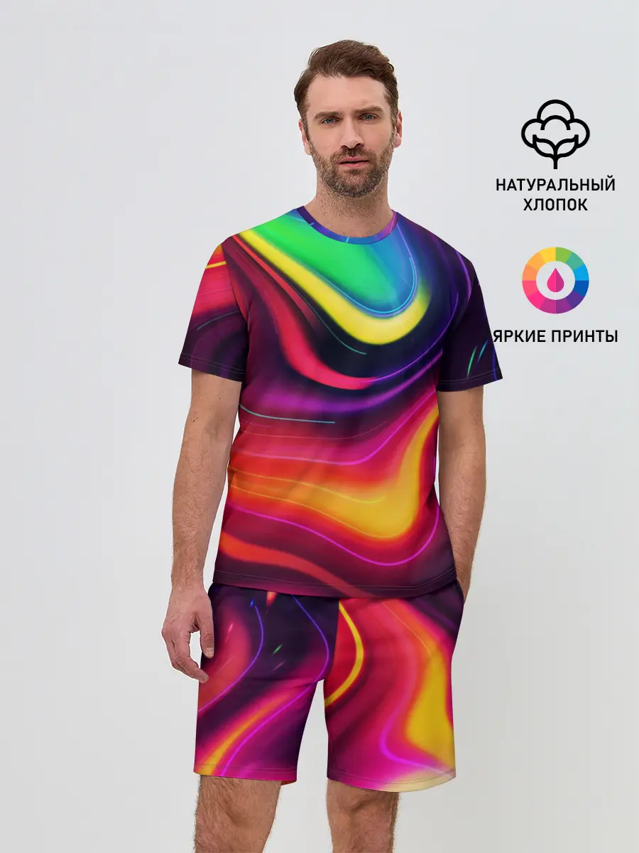 Мужской костюм с шортами / Неоновые пятна