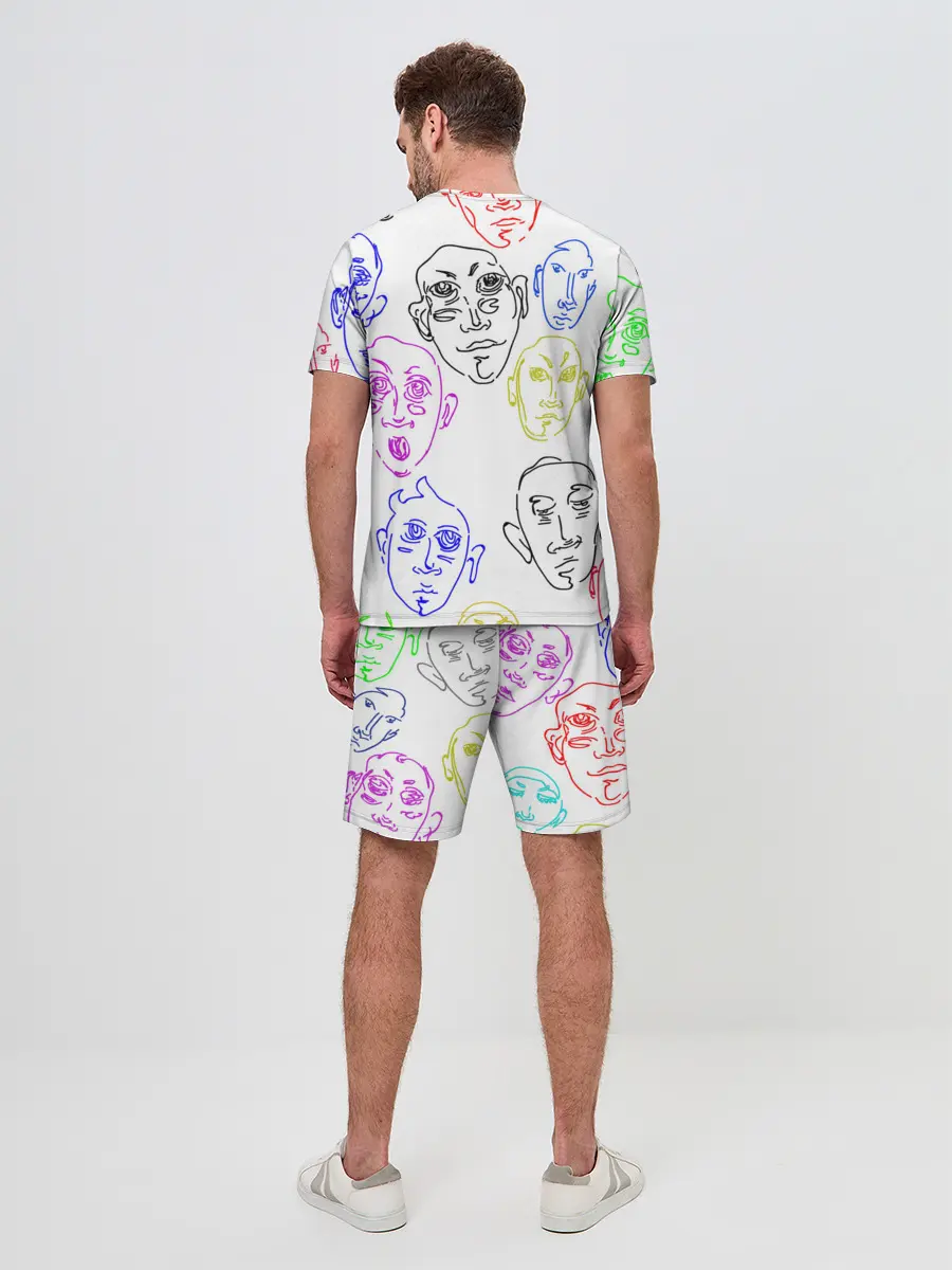 Мужской костюм с шортами / Цветные лица