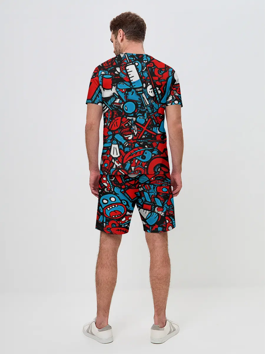 Мужской костюм с шортами / Красно синие безумие