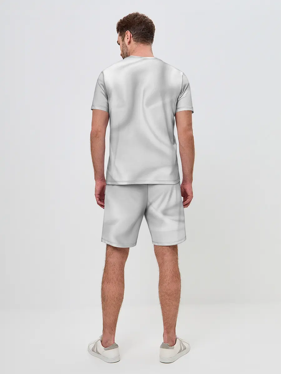 Мужской костюм с шортами / Белое полотно текстура