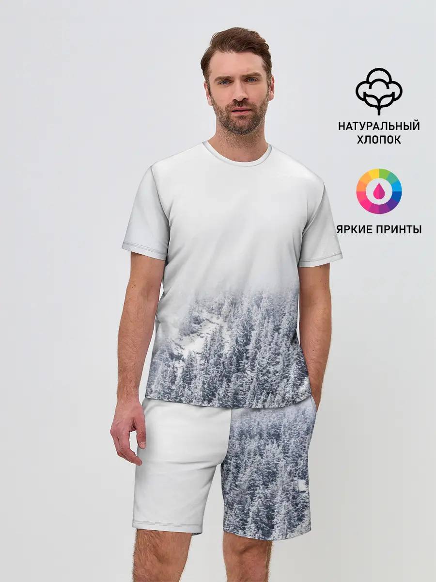 Мужской костюм с шортами / зимний лес