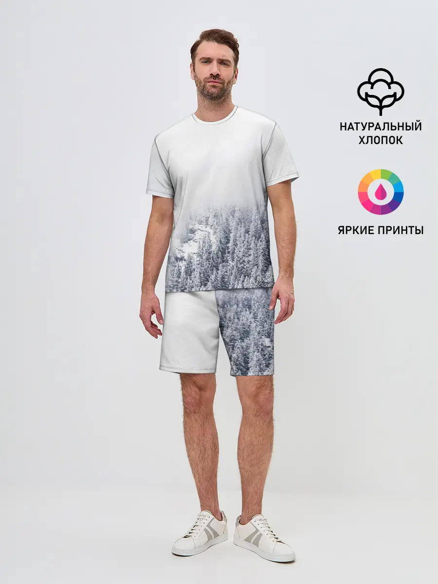 Мужской костюм с шортами / зимний лес