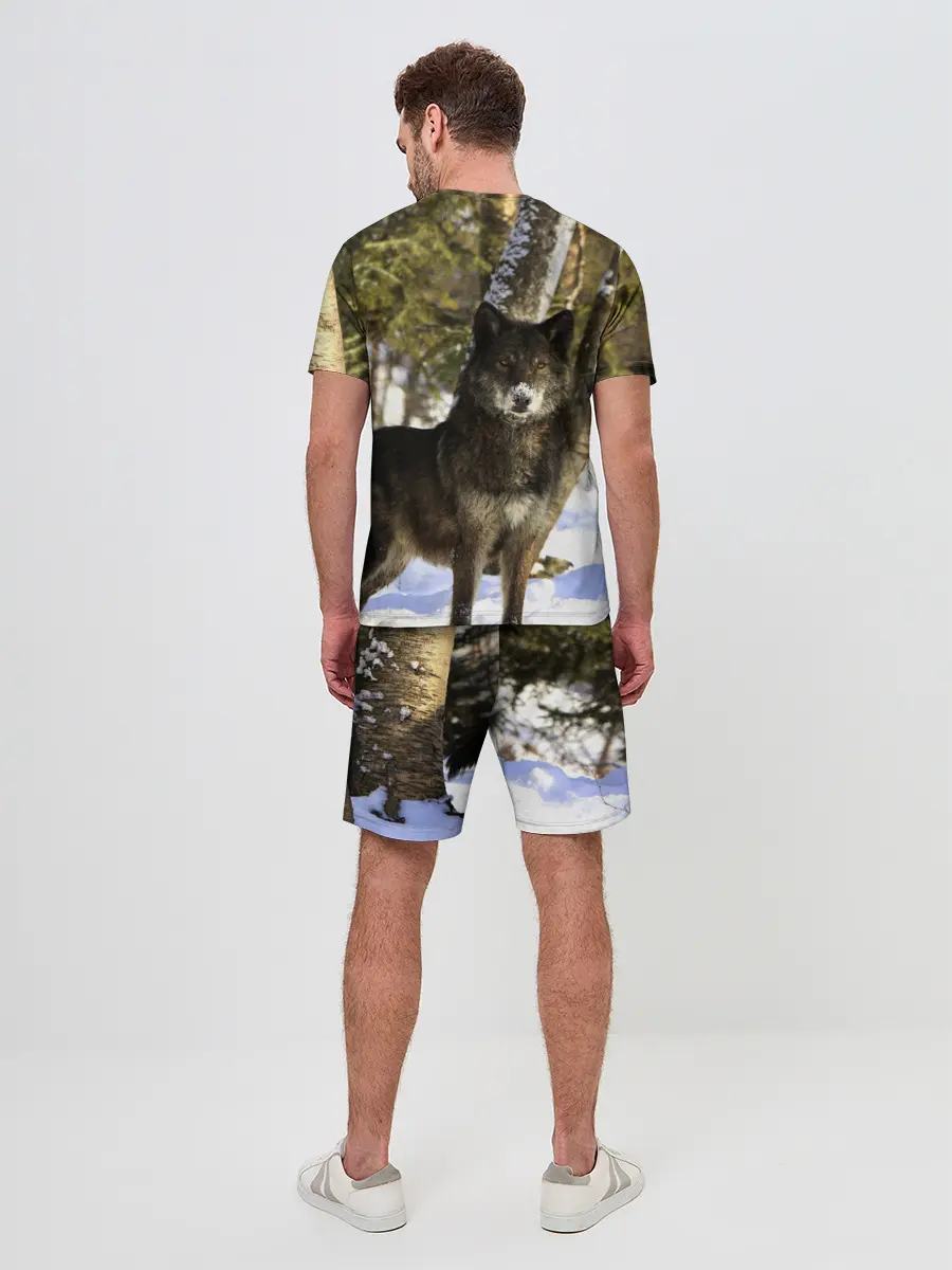 Мужской костюм с шортами / Волк и снег