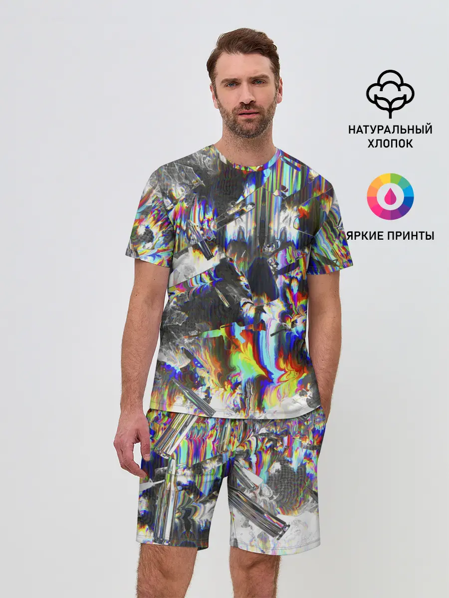 Мужской костюм с шортами / Gasoline stains abstraction