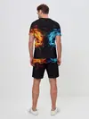 Мужской костюм с шортами / Абстракция,Инь-Ян,Огонь,Вода