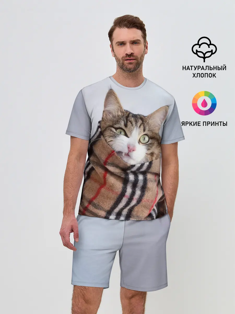 Мужской костюм с шортами / Кот в шарфе