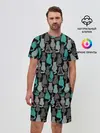 Мужской костюм с шортами / Коты паттерн