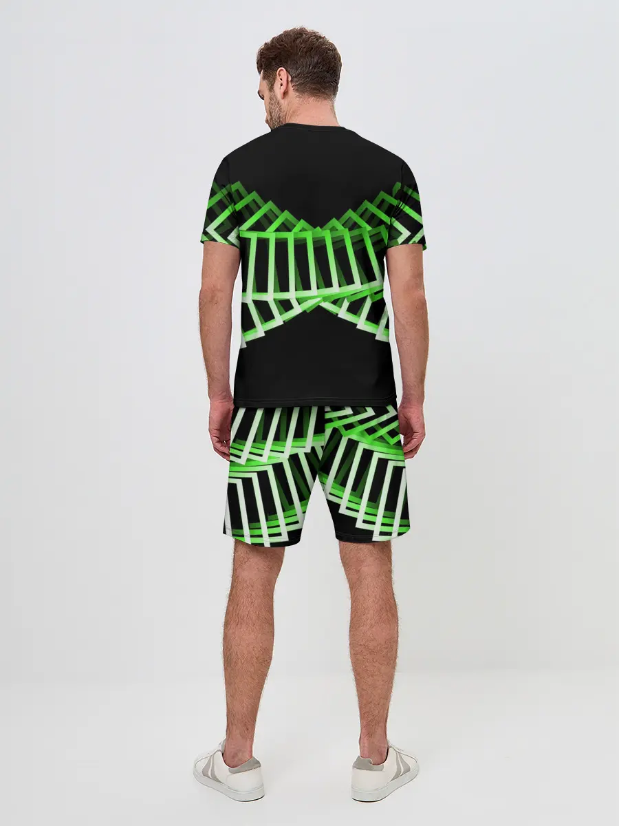 Мужской костюм с шортами / Неоновые квадраты