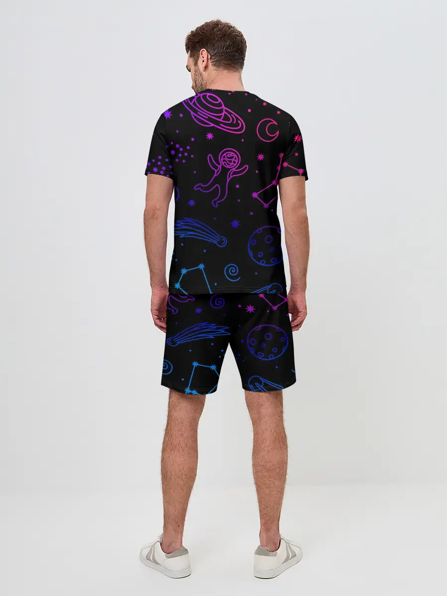 Мужской костюм с шортами / Космический рисунок