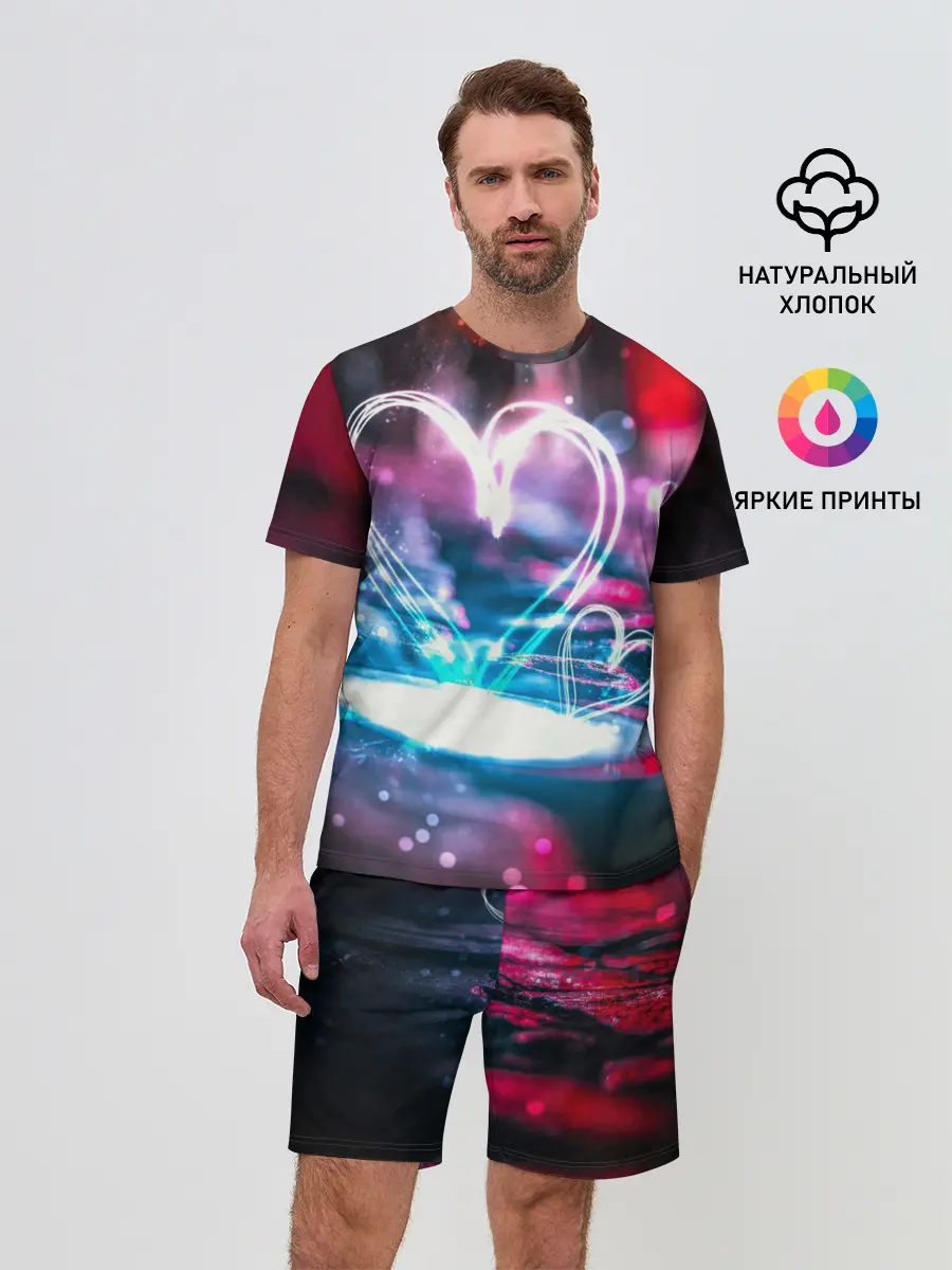 Мужской костюм с шортами / Неоновое сердце