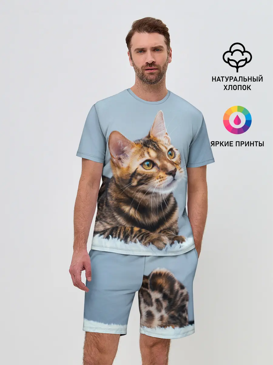 Мужской костюм с шортами / Бенгальский кот