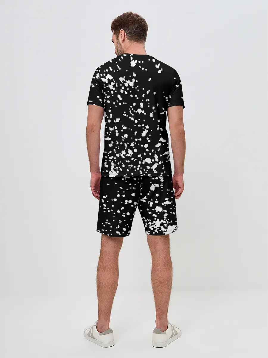 Мужской костюм с шортами / Каллиграфия на чёрном фоне