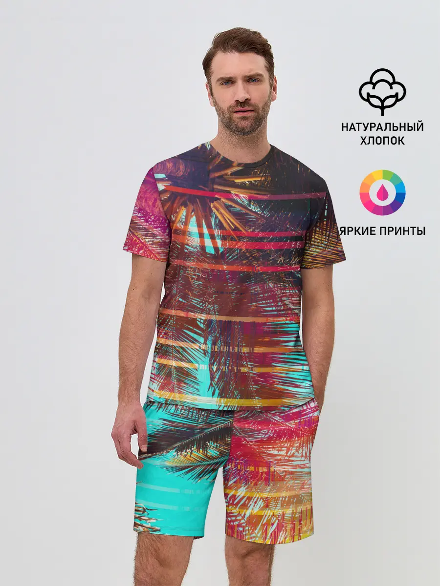 Мужской костюм с шортами / Palm glitch art