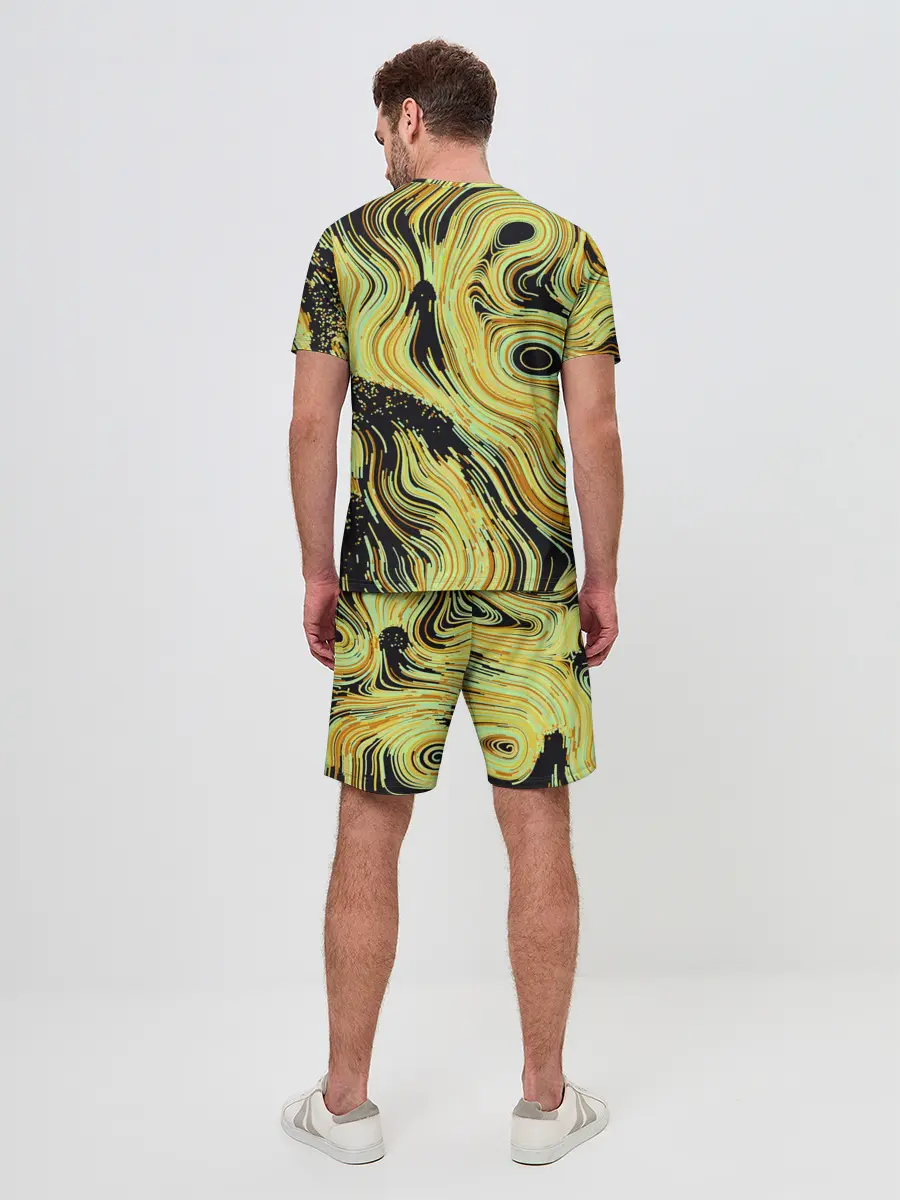 Мужской костюм с шортами / Желтые линии