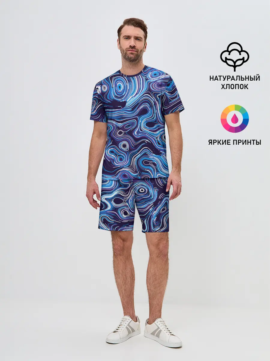 Мужской костюм с шортами / Синие линии