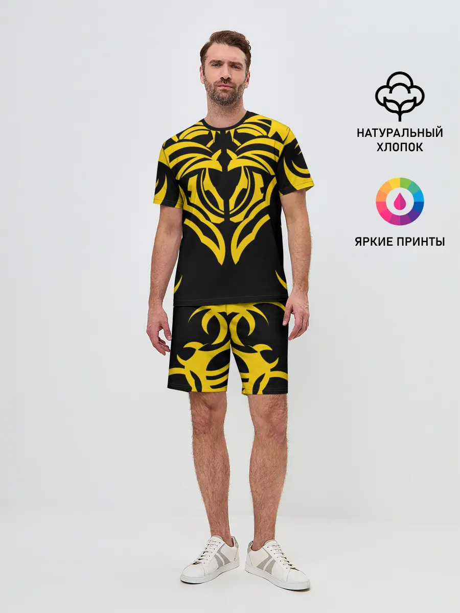 Мужской костюм с шортами / Узор жёлтый