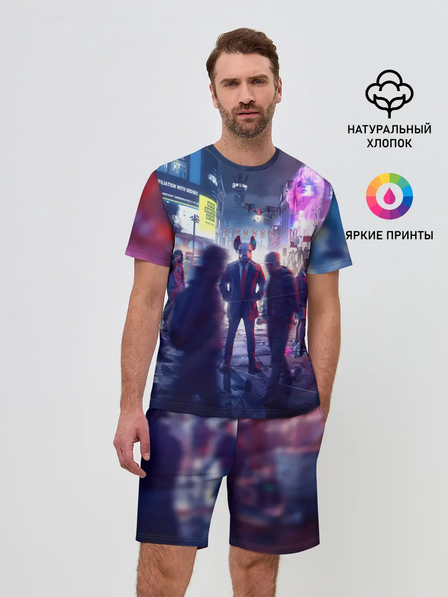 Мужской костюм с шортами / Маска Watch dogs