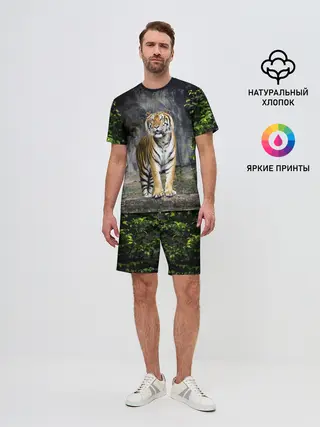 Мужской костюм с шортами / ТИГР В ЛЕСУ