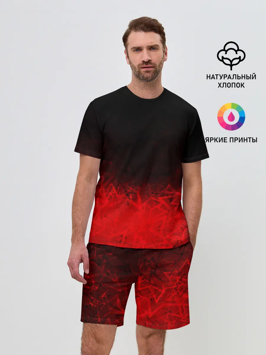 Мужской костюм с шортами / КРАСНО-ЧЕРНЫЙ ГРАДИЕНТ